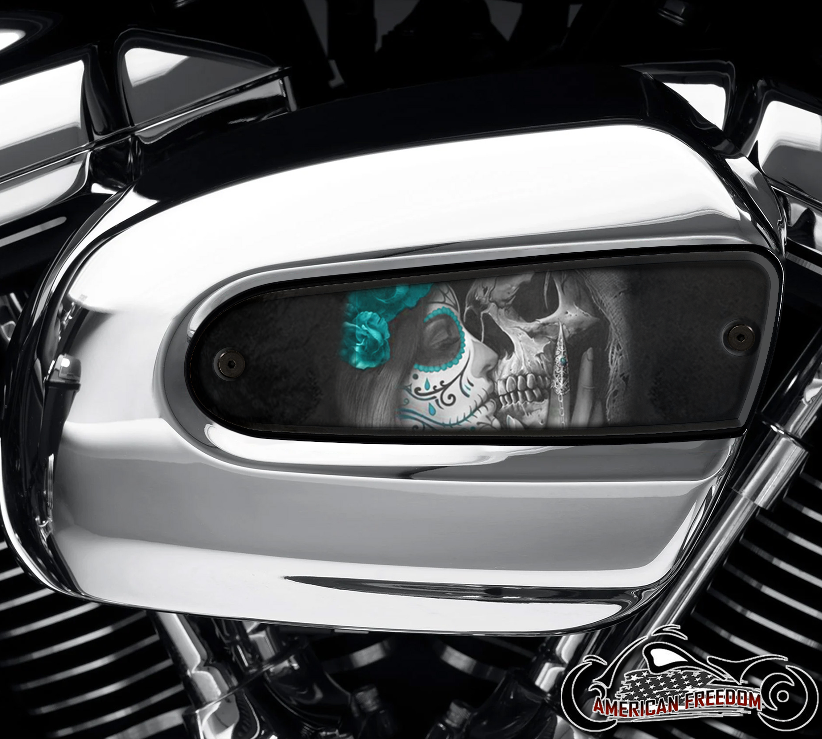 Harley Davidson Wedge Air Cleaner Insert - Death Kiss (Teal)